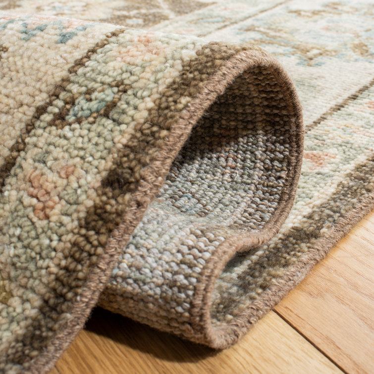Eco-Friendly Hand-Knotted Woolen Rug in Beige & Brown - 8' x 10'