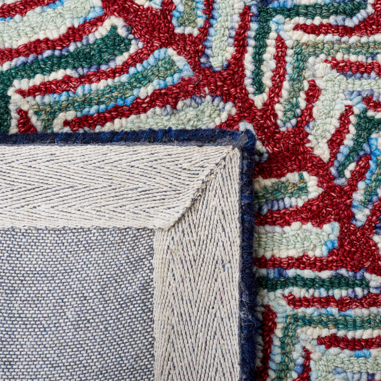 Red and Green Hand-Tufted Wool Floral Area Rug