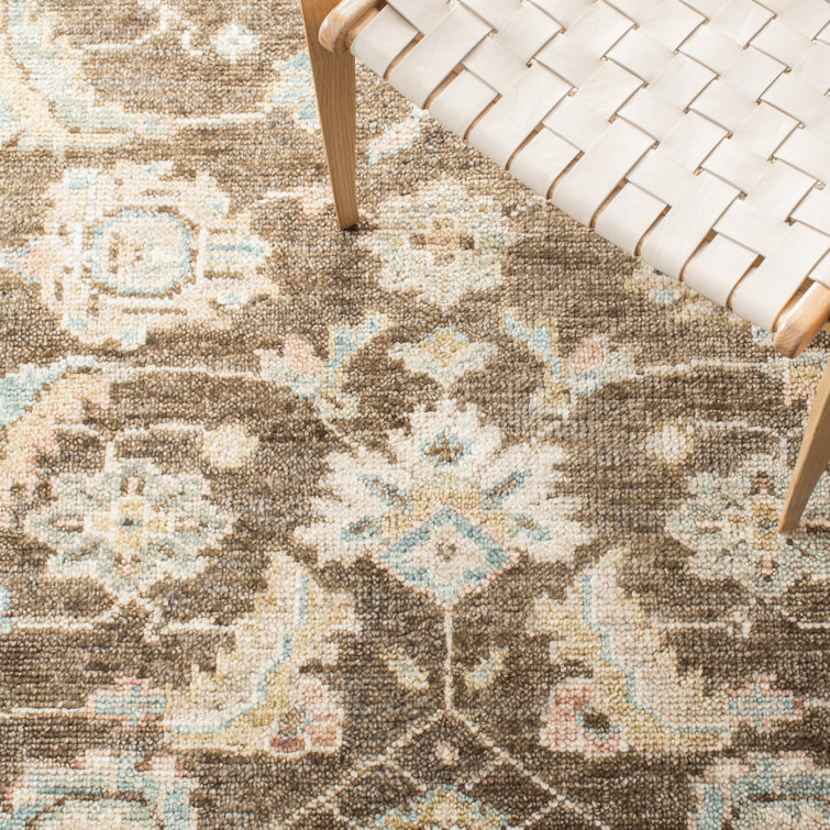 Eco-Friendly Hand-Knotted Woolen Rug in Beige & Brown - 8' x 10'