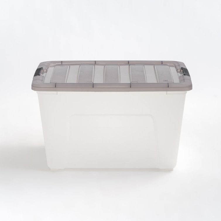 53 Qt Clear Stackable Plastic Storage Bin with Lid