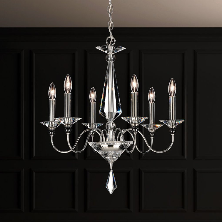 Jasmine 6-Light Polished Silver Crystal Chandelier