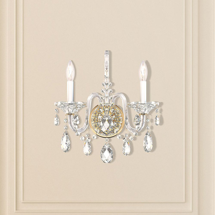 Aurelia Gold 2-Light Sterling Wall Sconce with Clear Heritage Crystals