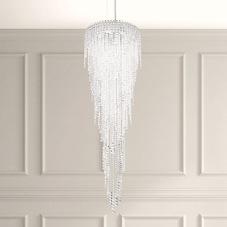 Stainless Steel 6-Light Tiered Crystal LED Chandelier