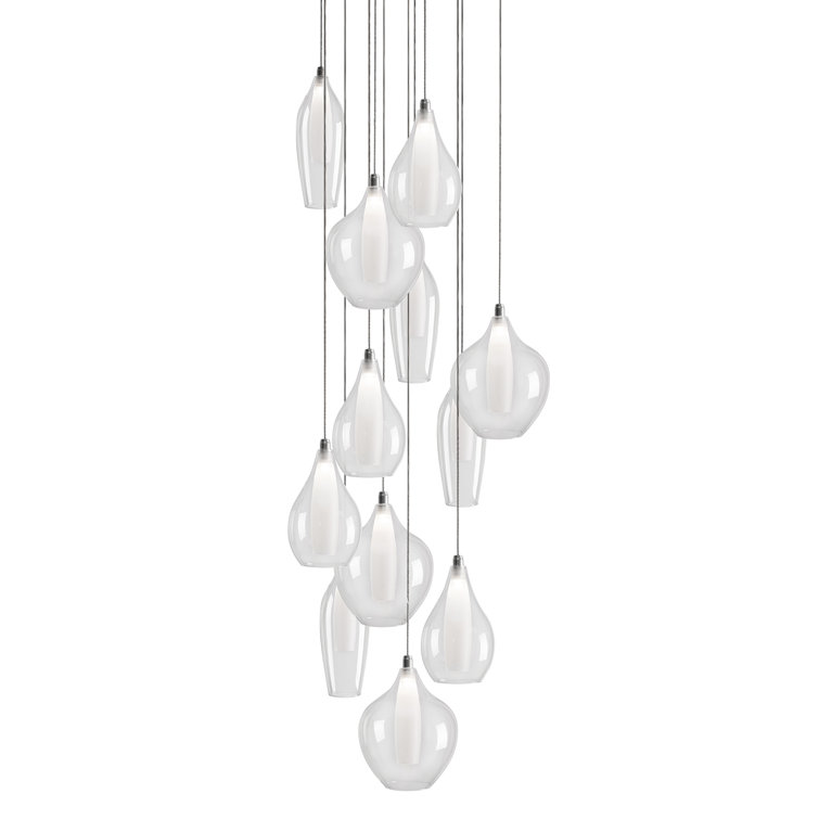 Victoria 12-Light Chrome LED Cluster Pendant with Glass Shades