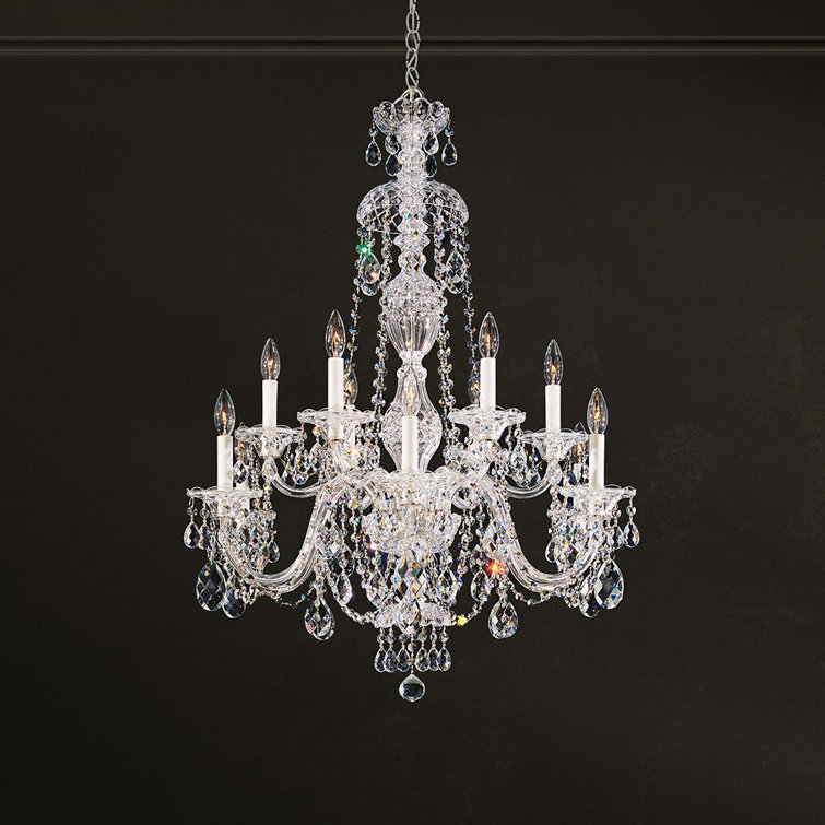 Sterling 12-Light Polished Silver Crystal Chandelier