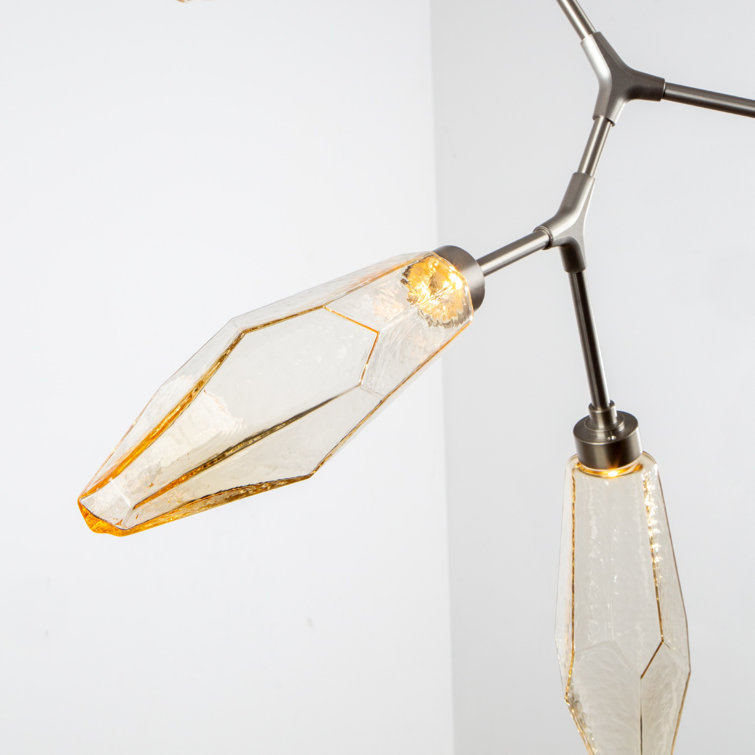 Modern Vine LED Chandelier in Bronze with Crystal Glass Shades