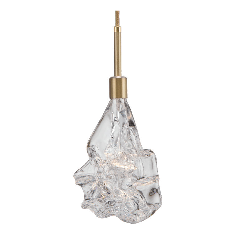 Matte Black and Brass Glass Drum Multi Light Pendant