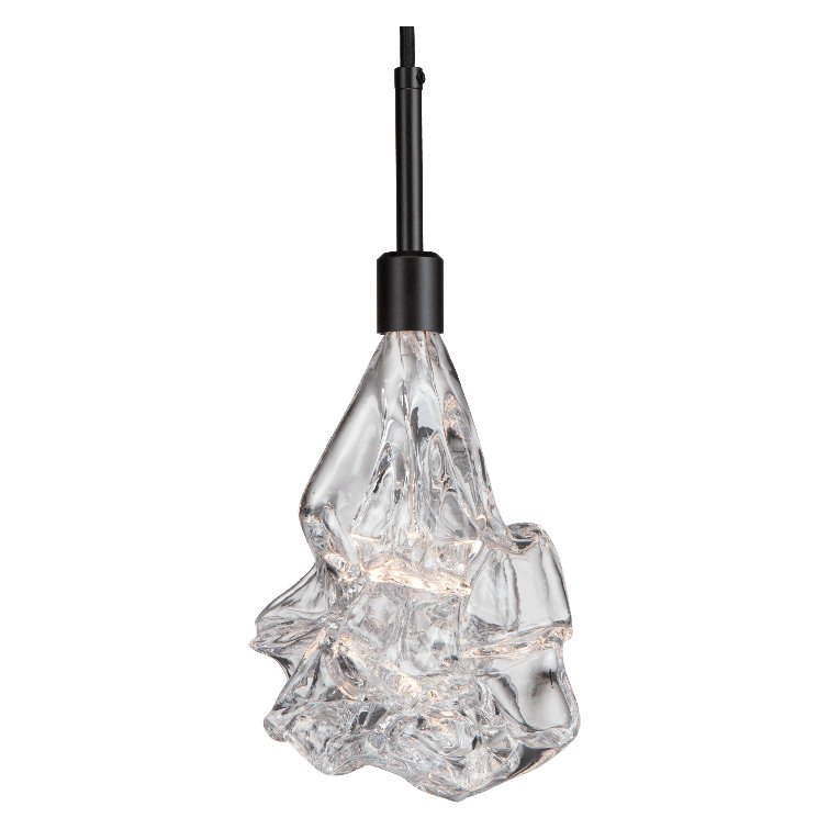 Eclipse 5-Light LED Cluster Pendant in Matte Black with Organic Glass Shades