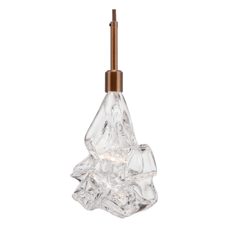 Matte Black and Brass Glass Drum Multi Light Pendant
