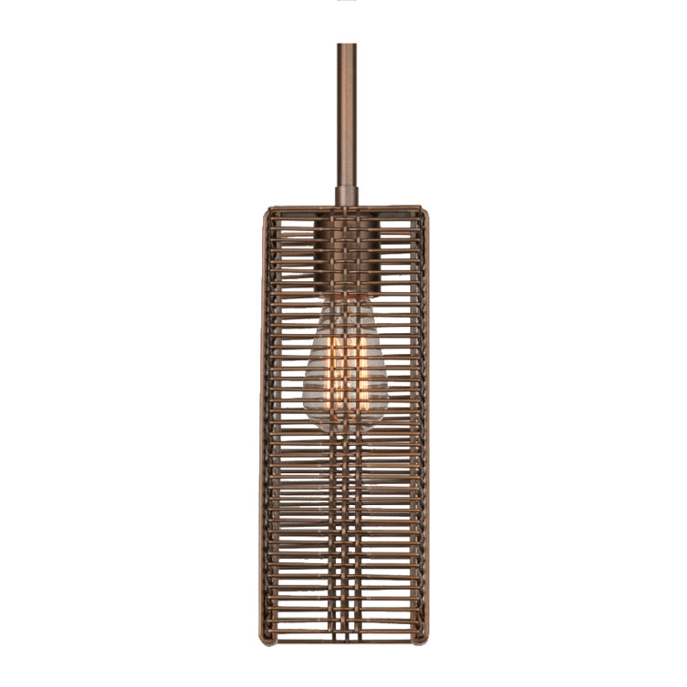 Downtown Mesh Drum Pendant Light in Flat Bronze with LED