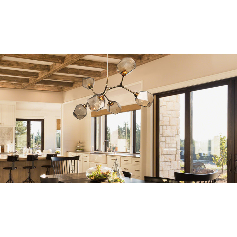 Amber Crystal Branch Chandelier with Classic Silver Finish