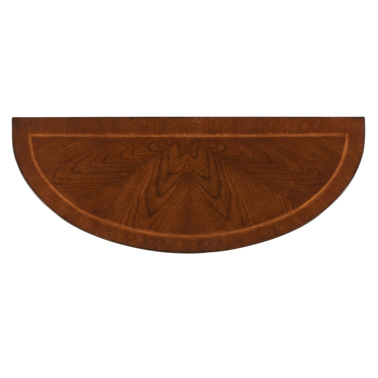 Elegant Plantation Cherry Demilune Console Table with Carved Details