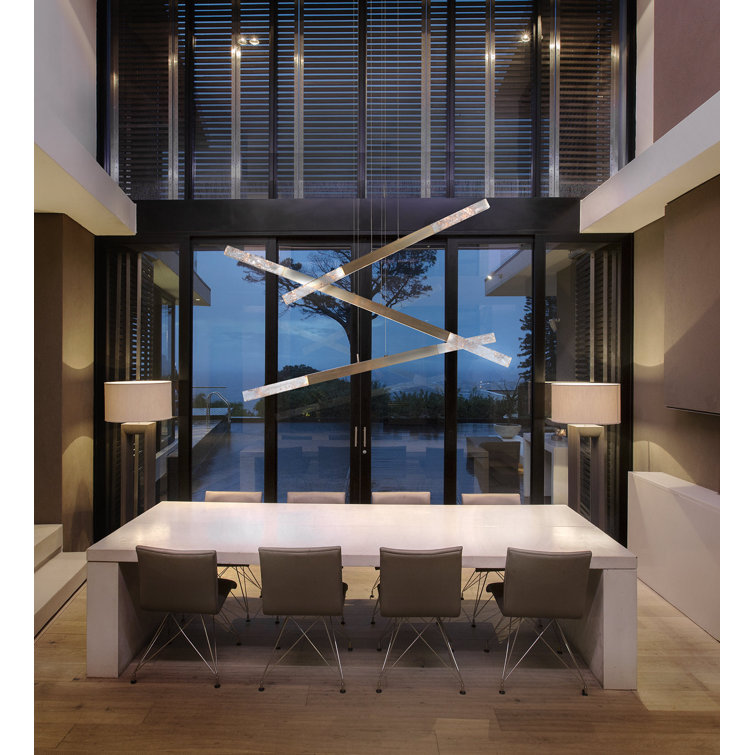 Axis Moda Gilded Brass Triple Drum Linear Chandelier