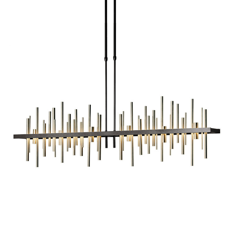 Modern Cityscape 52" Vintage Brass LED Linear Kitchen Island Pendant