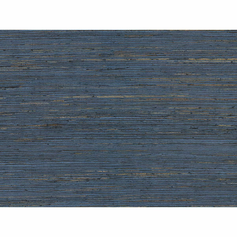 Indigo and Tan Grasscloth Non-Pasted Wallpaper Roll