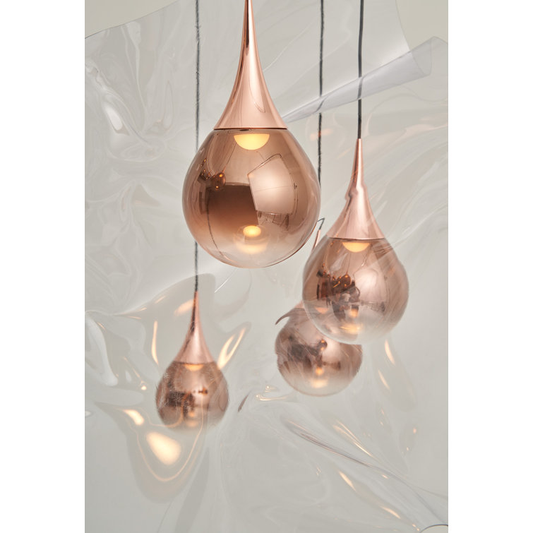 Contemporary Copper 20.5" LED Glass Sphere Pendant