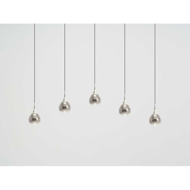 Paopao 43'' Chrome LED Glass 5-Light Pendant