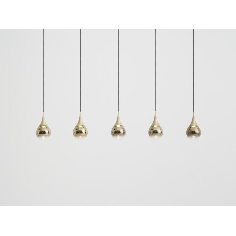 Champagne Gold Glass LED Kitchen Island Pendant Light