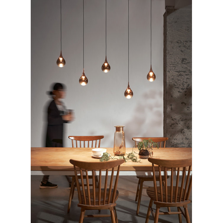Champagne Gold Glass LED Kitchen Island Pendant Light