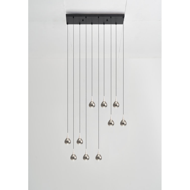 PaoPao Chrome 35.5" LED Pendant Light with Mouth-Blown Glass