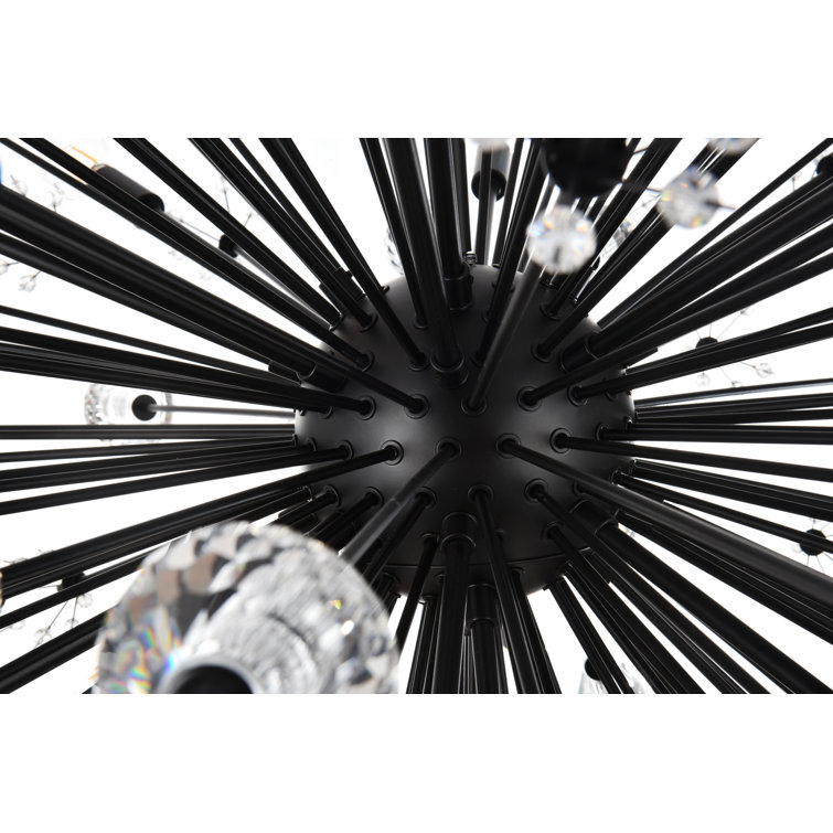 Vera Black Metal and Glass 24-Light Crystal Starburst Pendant