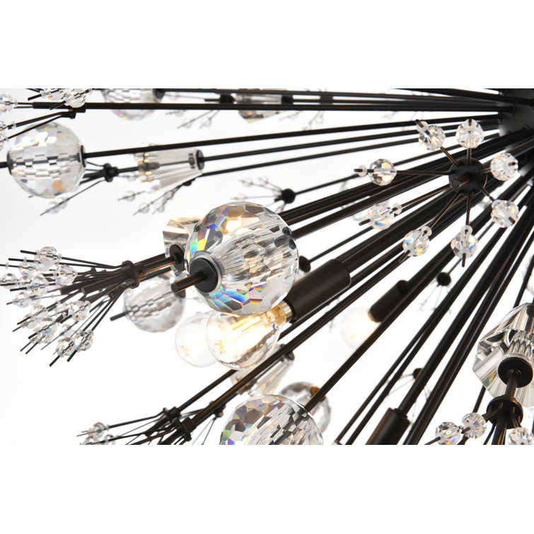 Vera Black Metal and Glass 24-Light Crystal Starburst Pendant