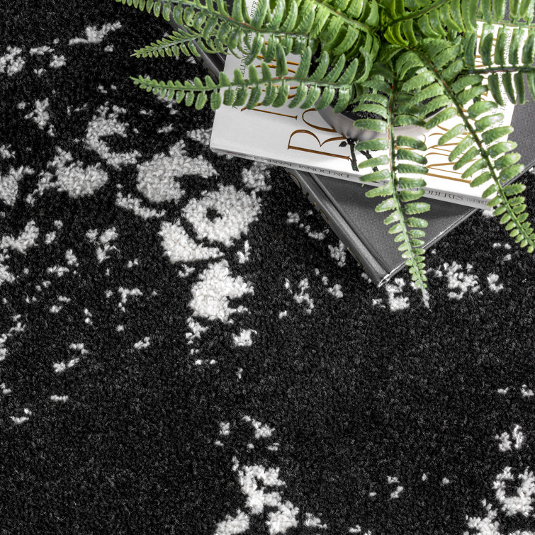 Modern Serpent Square Area Rug 6' Black and White