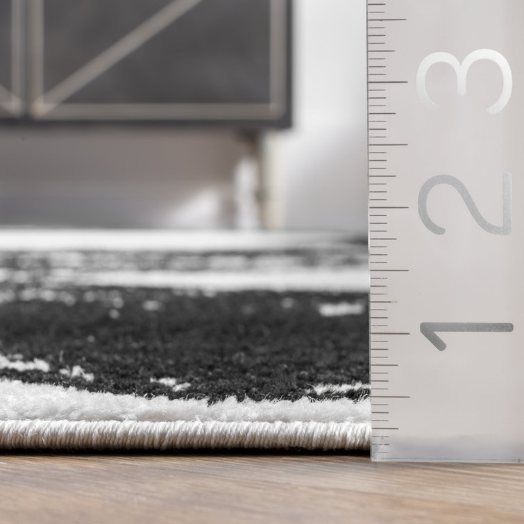 Modern Serpent Square Area Rug 6' Black and White