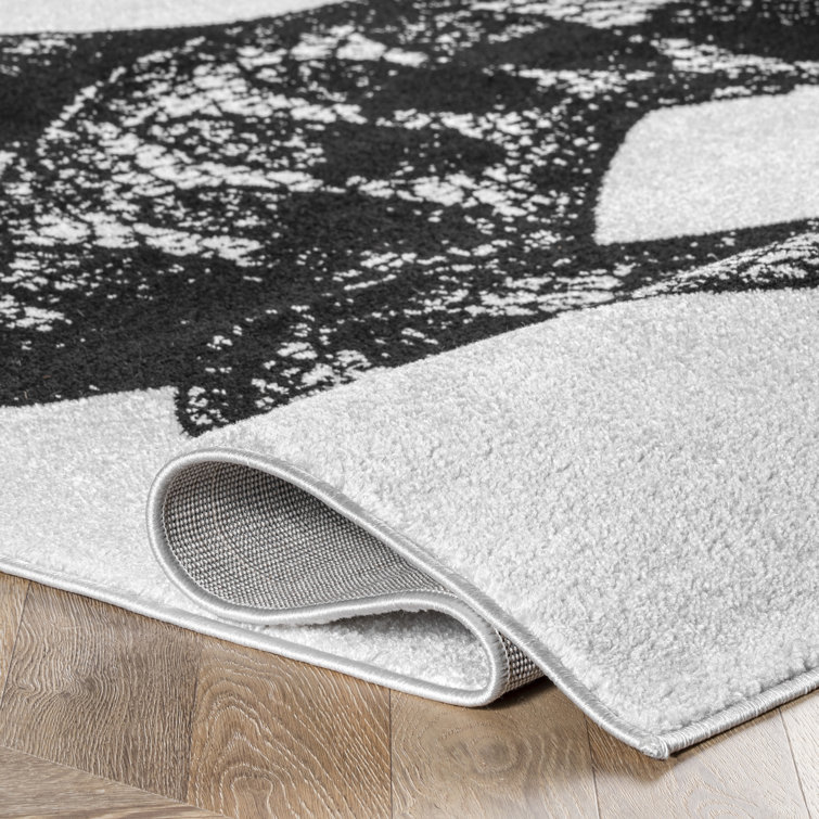 Modern Serpent Square Area Rug 6' Black and White