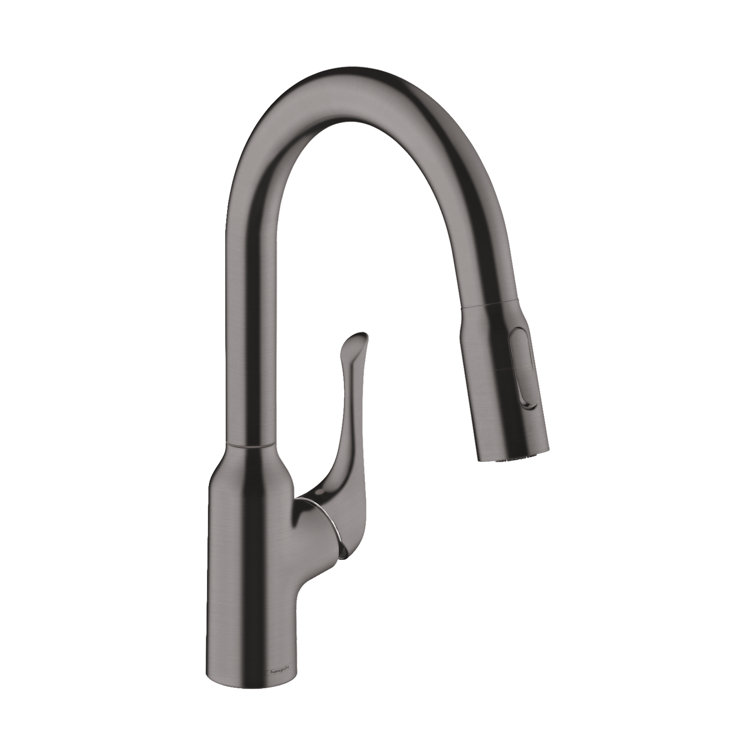 Brushed Black Chrome Pull-Down Kitchen Faucet with Pull-out Spray