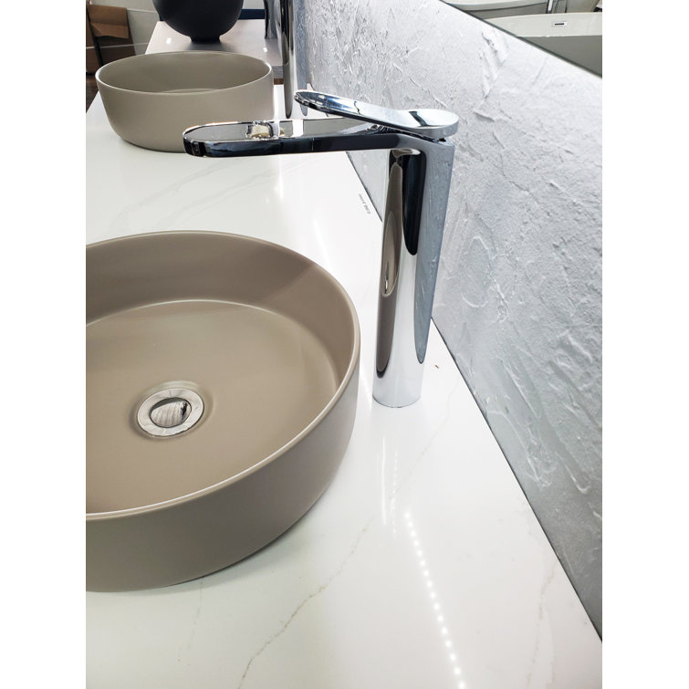 Tall Polished Chrome Single Handle Vessel Sink Faucet