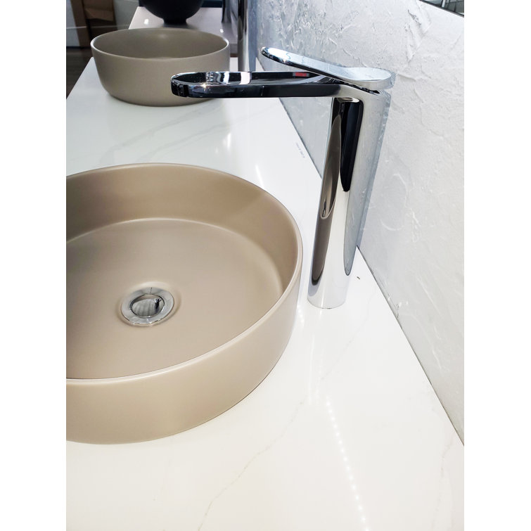 Tall Polished Chrome Single Handle Vessel Sink Faucet