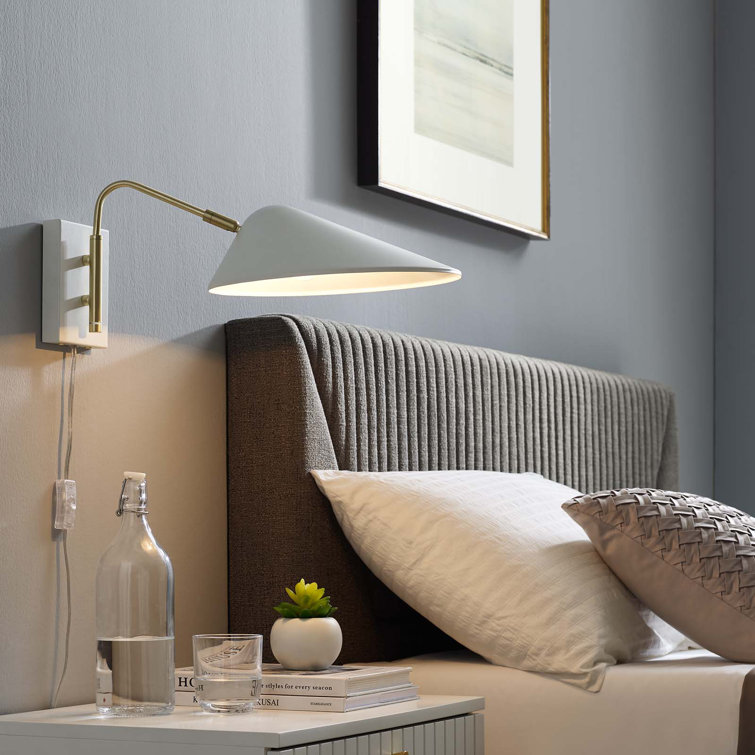 White 19" Metal Swing Arm Wall Sconce with Dimmable Feature