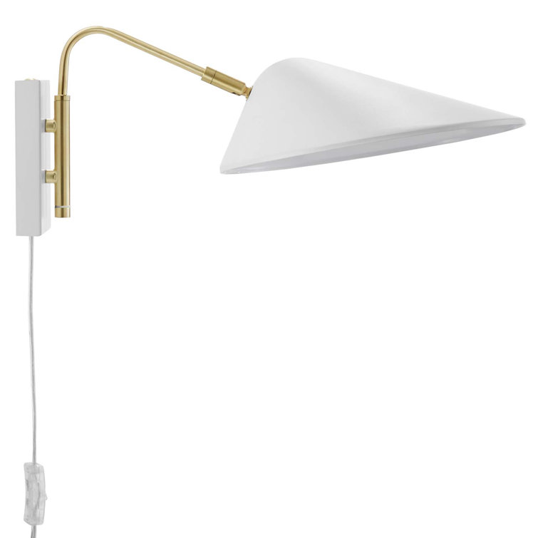 White 19" Metal Swing Arm Wall Sconce with Dimmable Feature