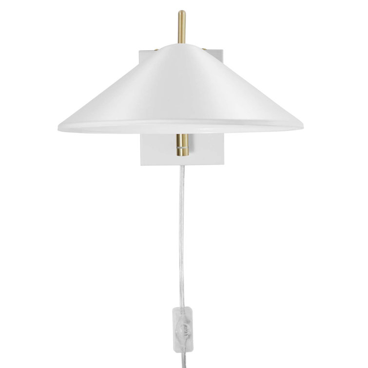 White 19" Metal Swing Arm Wall Sconce with Dimmable Feature