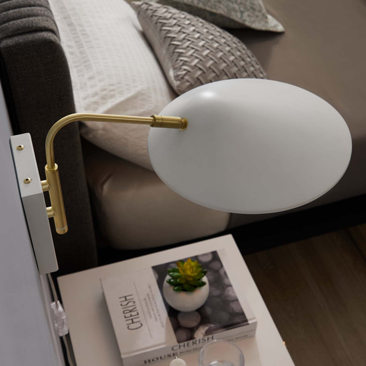 White 19" Metal Swing Arm Wall Sconce with Dimmable Feature