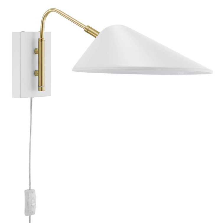 White 19" Metal Swing Arm Wall Sconce with Dimmable Feature