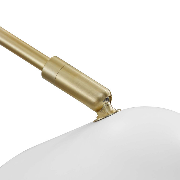 White Adjustable Swing Arm Wall Sconce with Brass Accents