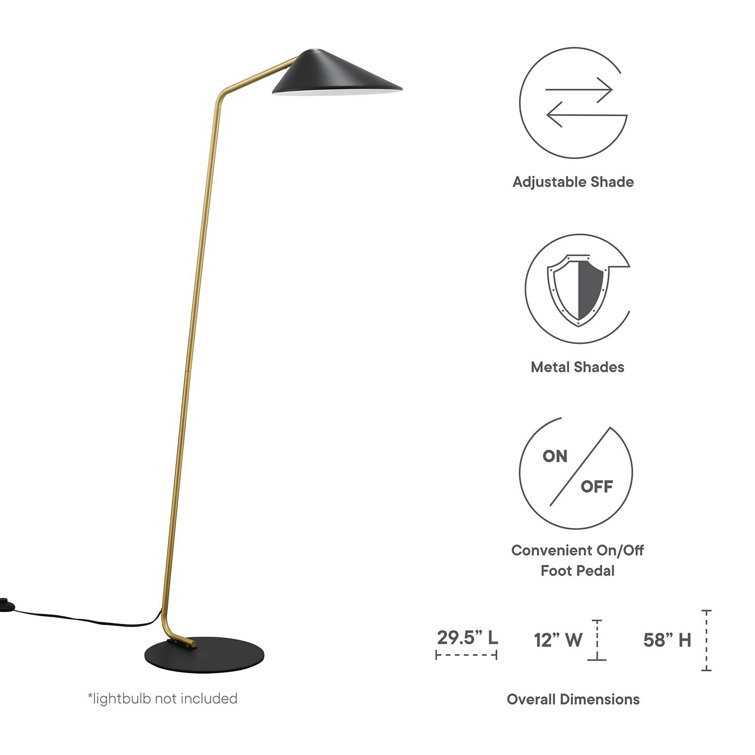Journey Adjustable Black Standing Floor Lamp, 30"x59"