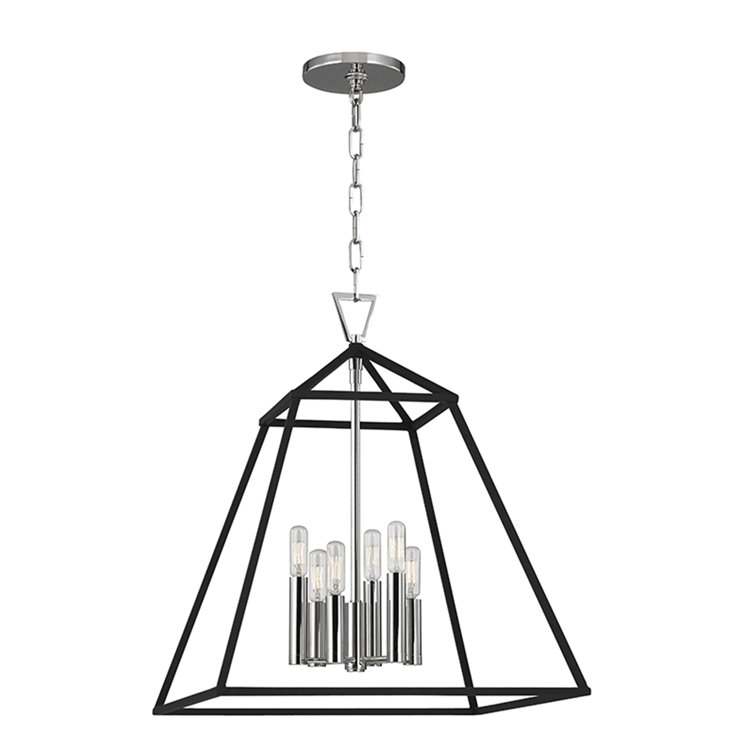 Webster Polished Nickel and Crystal Geometric Chandelier