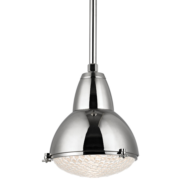Belmont Industrial Bowl Pendant Light in Polished Nickel, 15.25"