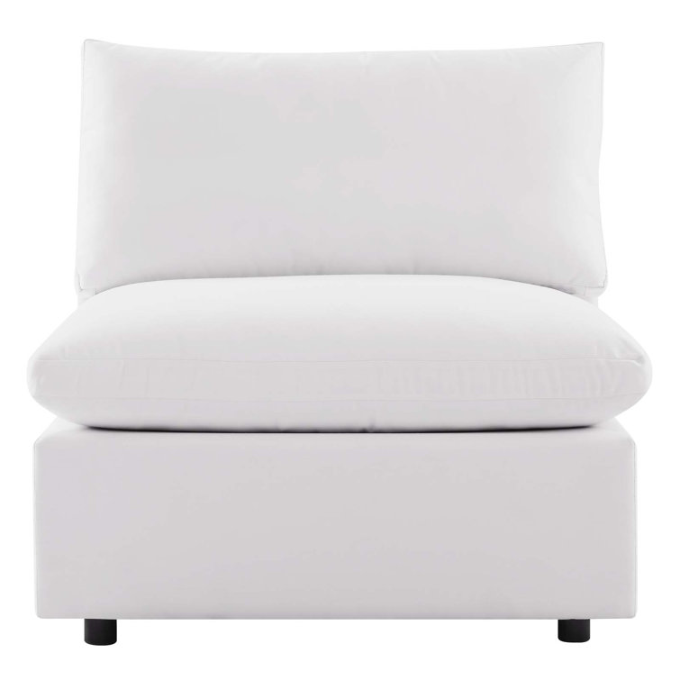 Commix 36" Plush Outdoor Patio Armless Chair in White