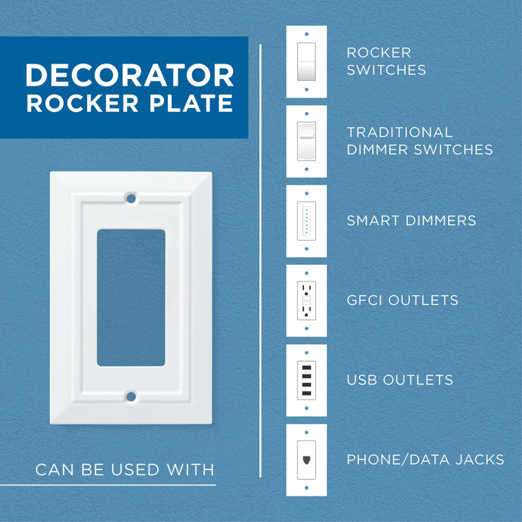 Pure White Quadruple Rocker Switch Wall Plate