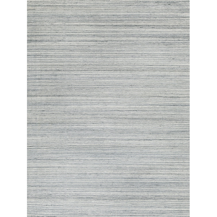 Rossini Handmade Gray Stripe Synthetic Area Rug, 8' x 10'