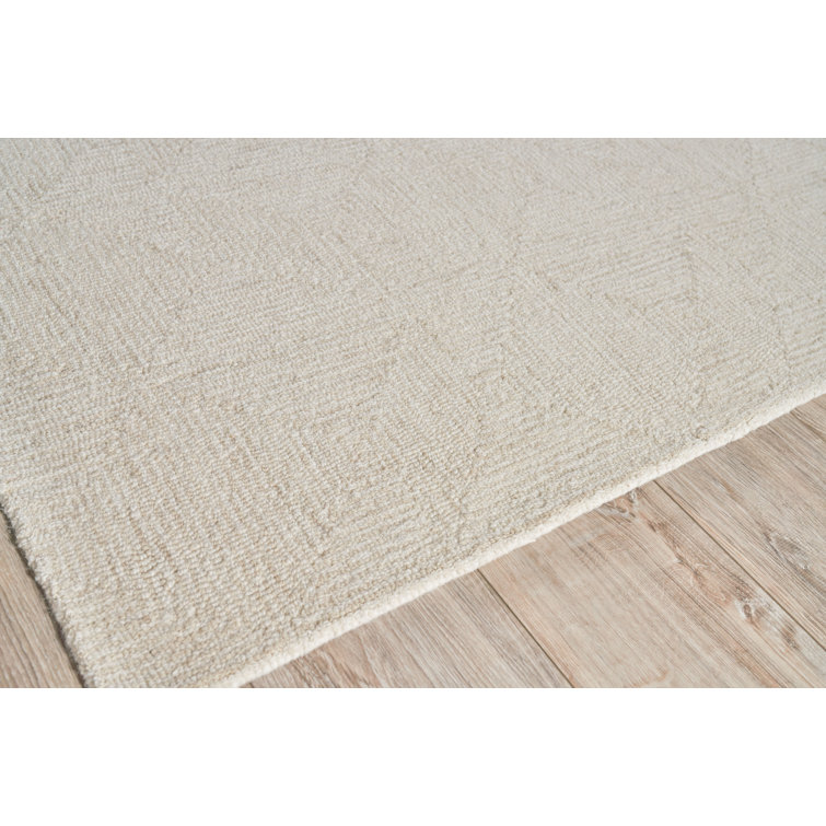 Ivory Geometric Handmade Wool Tufted Rectangular Area Rug