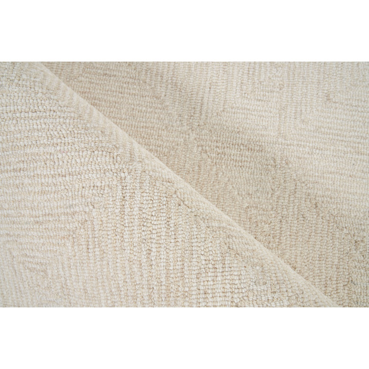 Ivory Geometric Handmade Wool Tufted Rectangular Area Rug