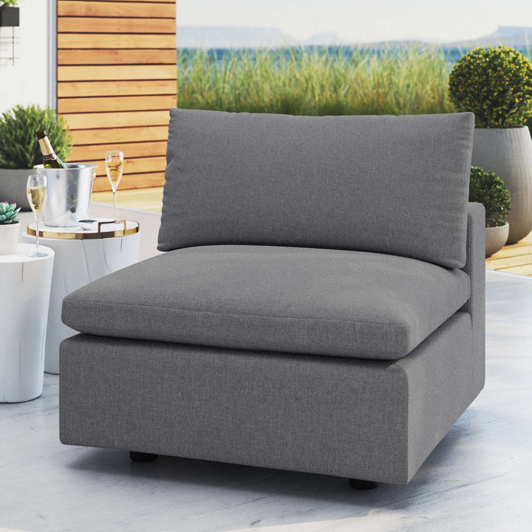 Sunbrella Gray Outdoor Armless Patio Chair with Aluminum Frame