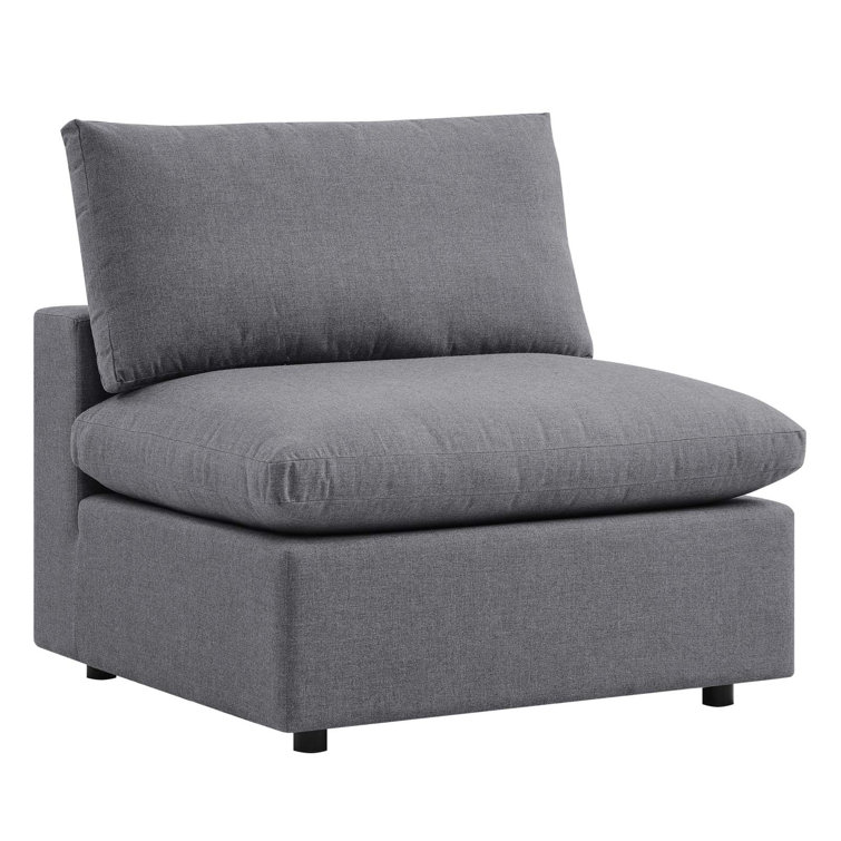Sunbrella Gray Outdoor Armless Patio Chair with Aluminum Frame
