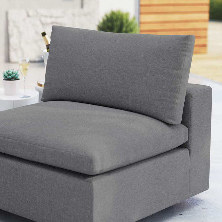 Sunbrella Gray Outdoor Armless Patio Chair with Aluminum Frame