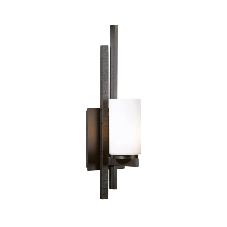 Ondrian Dark Smoke Steel Wall Sconce with Frosted Glass Shade